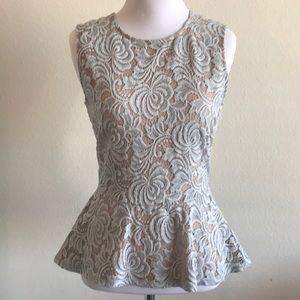 BCBGMaxAzria Tops - BCBG illusion lace peplum top XS BCBGMaxAzria Tops - BCBG illusion lace peplum top XS